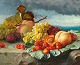 "Still life with peaches, plums, cherries, strawberries and grapes.