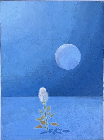 "Composition" Oil painting on canvas in a grey natural frame.
