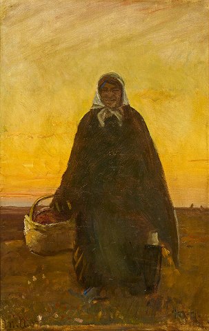 "Happy Elsie in the late Skagen light" Oil painting on canvas.