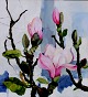 "Blooming magnolia trees"