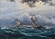 "Dutch ships in stormy weather" Oil painting on canvas.
