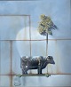 "Natura morte" Oil painting on canvas in silver frame.